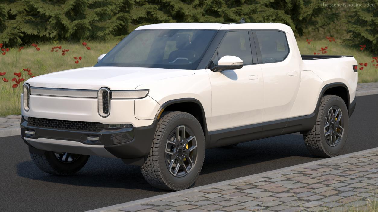 Electric Pickup Truck White 3D