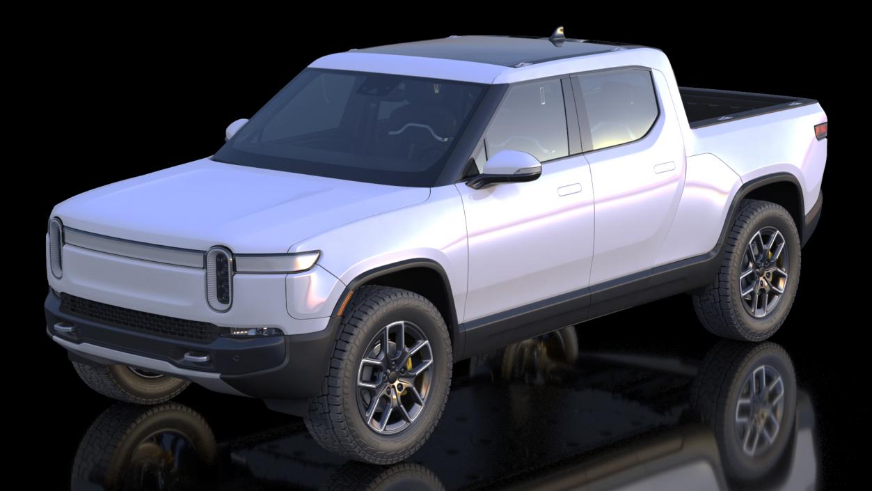 Electric Pickup Truck White 3D