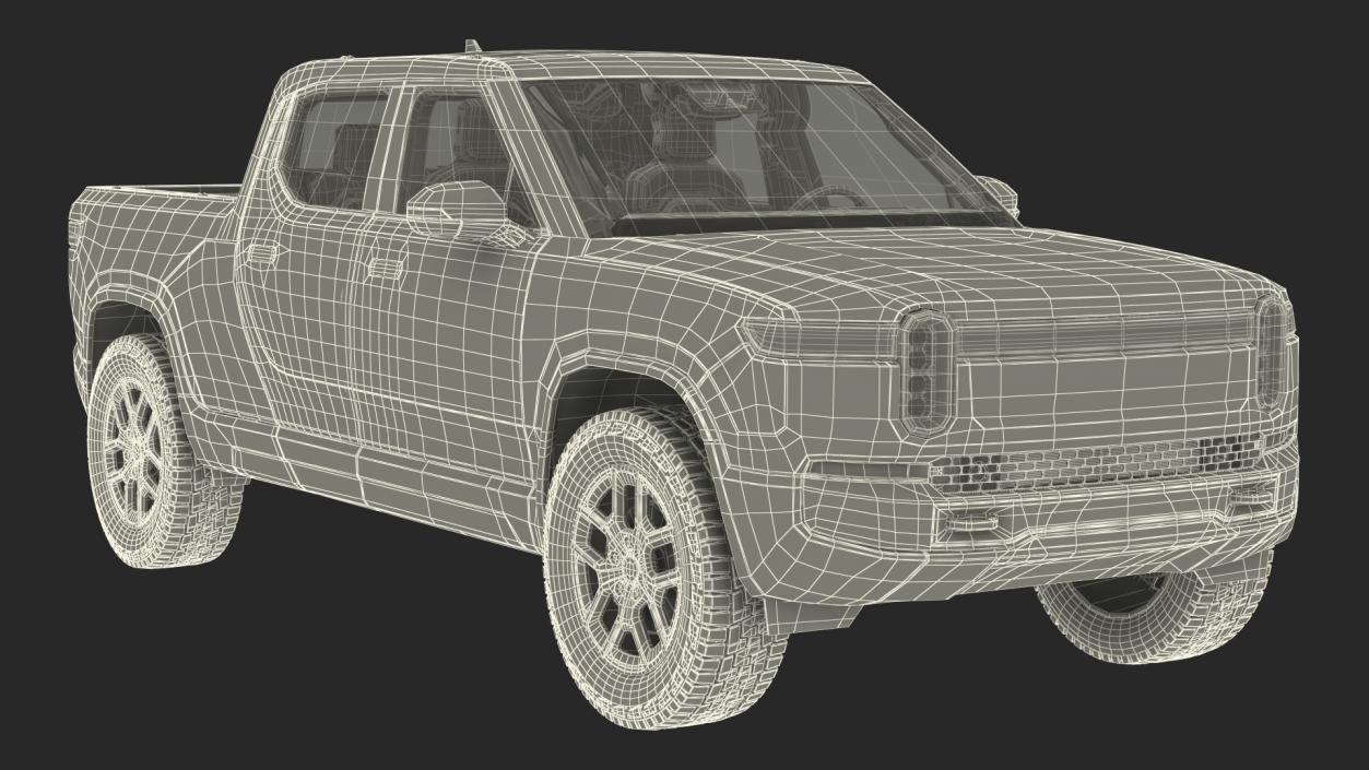 Electric Pickup Truck White 3D