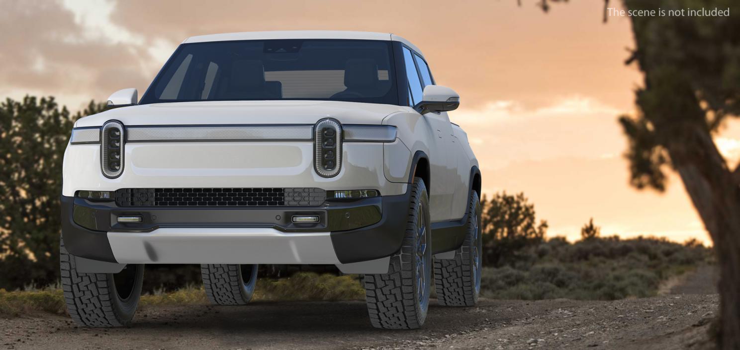 Electric Pickup Truck White 3D