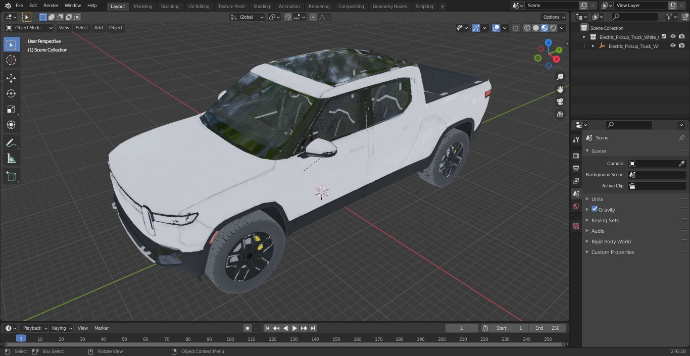 Electric Pickup Truck White 3D