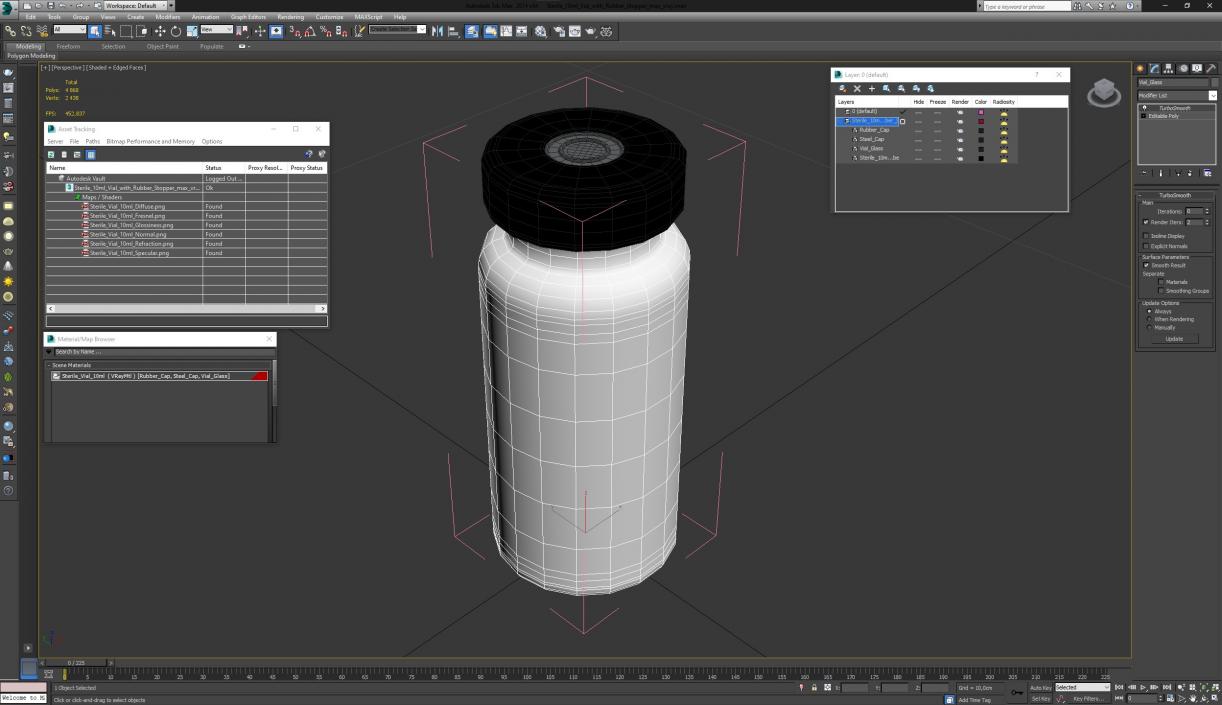 Sterile 10ml Vial with Rubber Stopper 3D