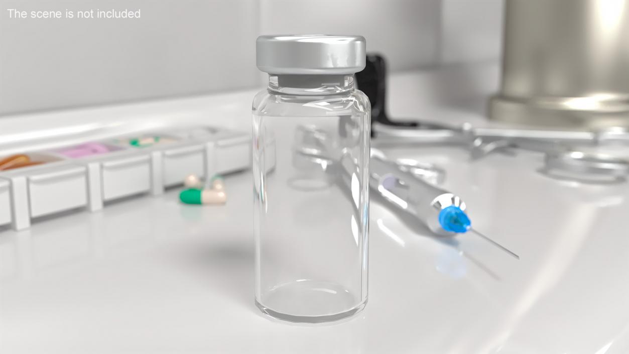 Sterile 10ml Vial with Rubber Stopper 3D