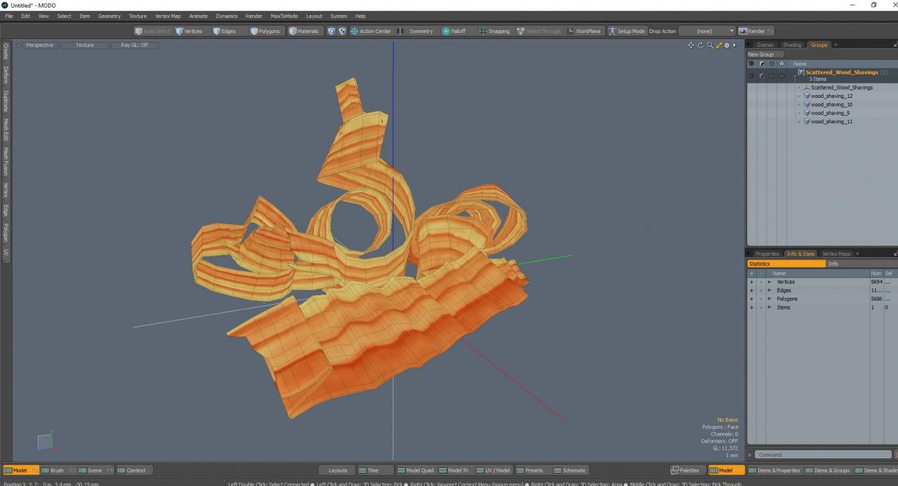 3D Scattered Wood Shavings model