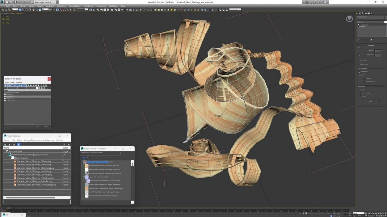 3D Scattered Wood Shavings model