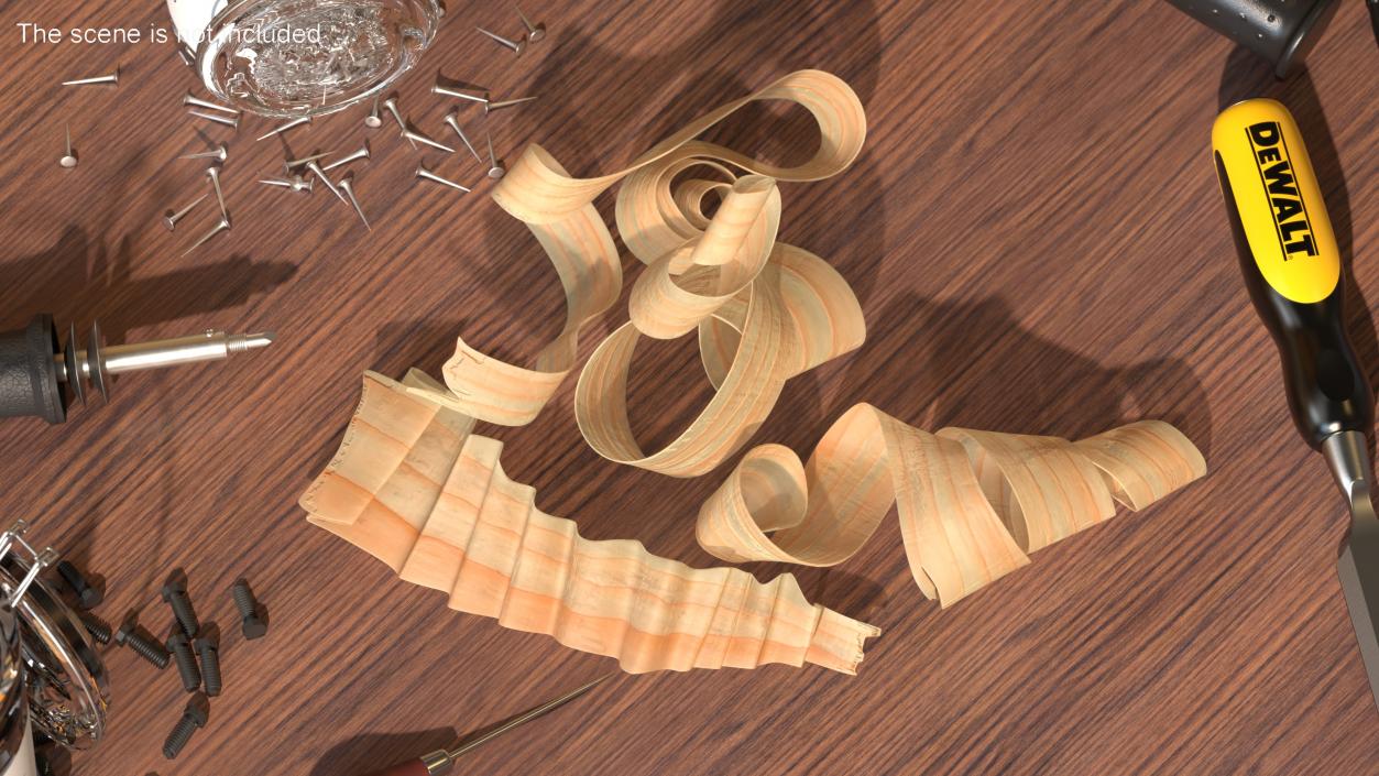 3D Scattered Wood Shavings model