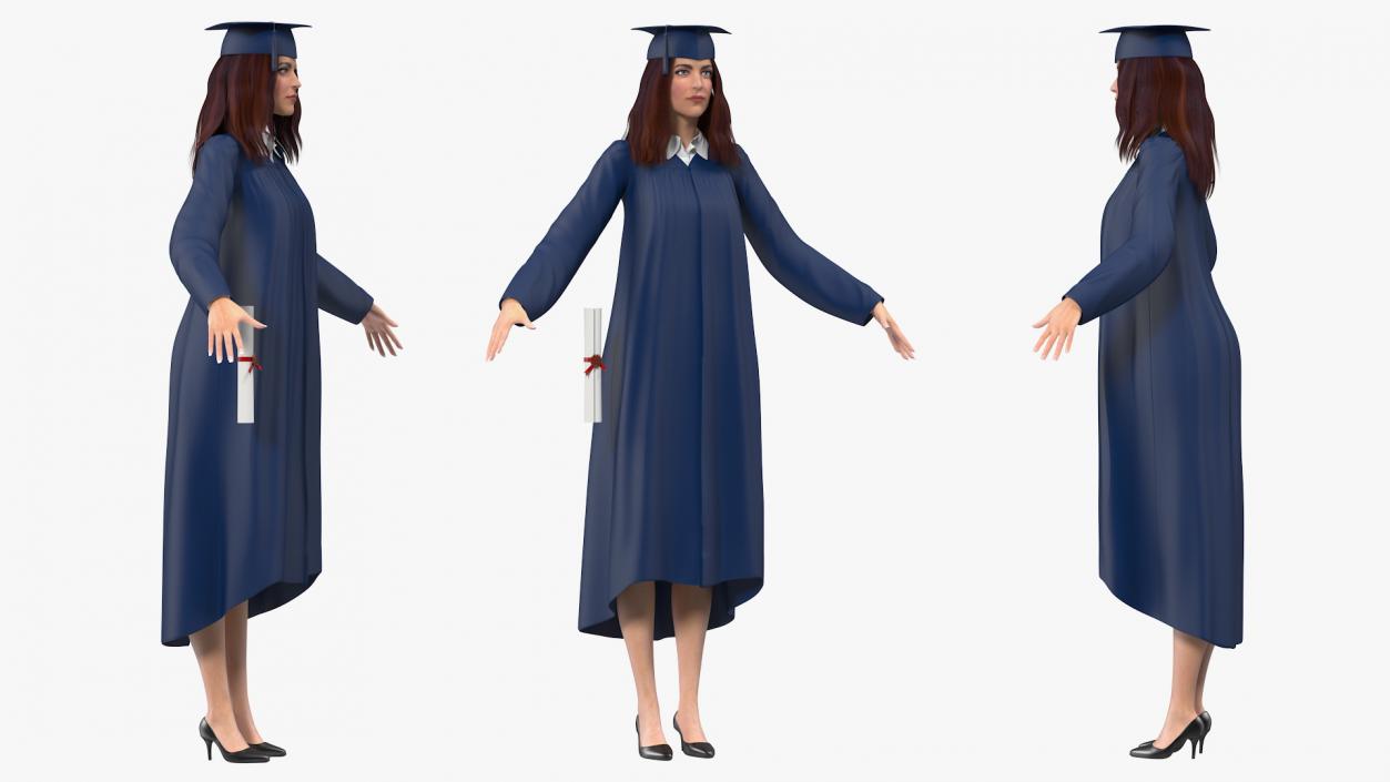 3D model Female Graduate Student Rigged