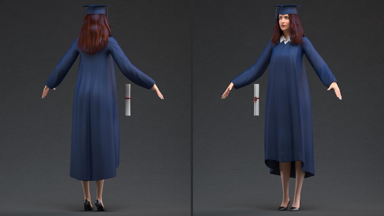 3D model Female Graduate Student Rigged