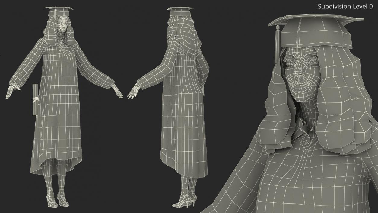 3D model Female Graduate Student Rigged