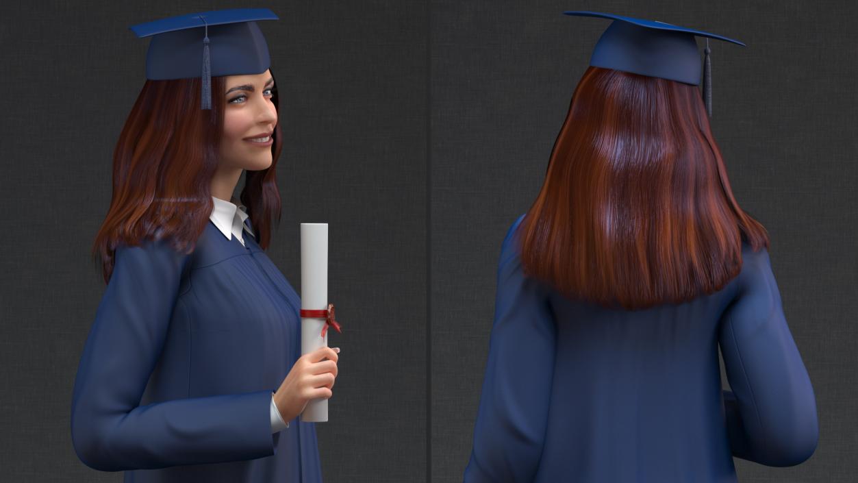 3D model Female Graduate Student Rigged