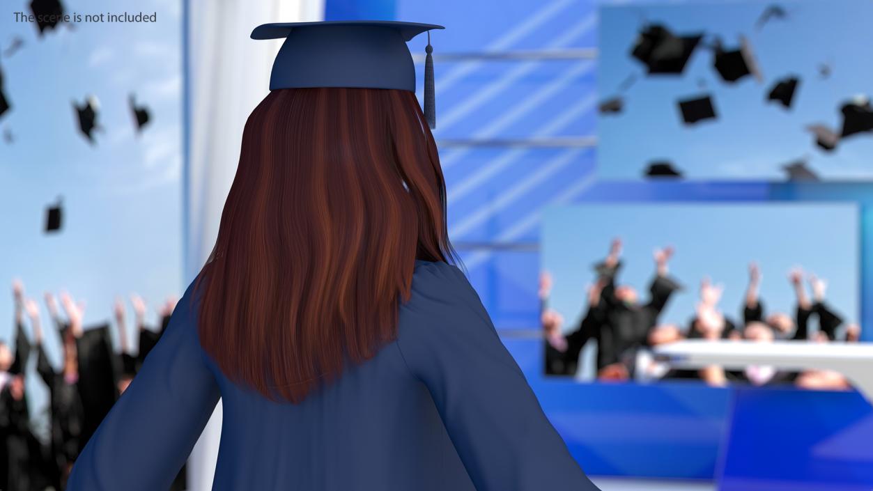 3D model Female Graduate Student Rigged