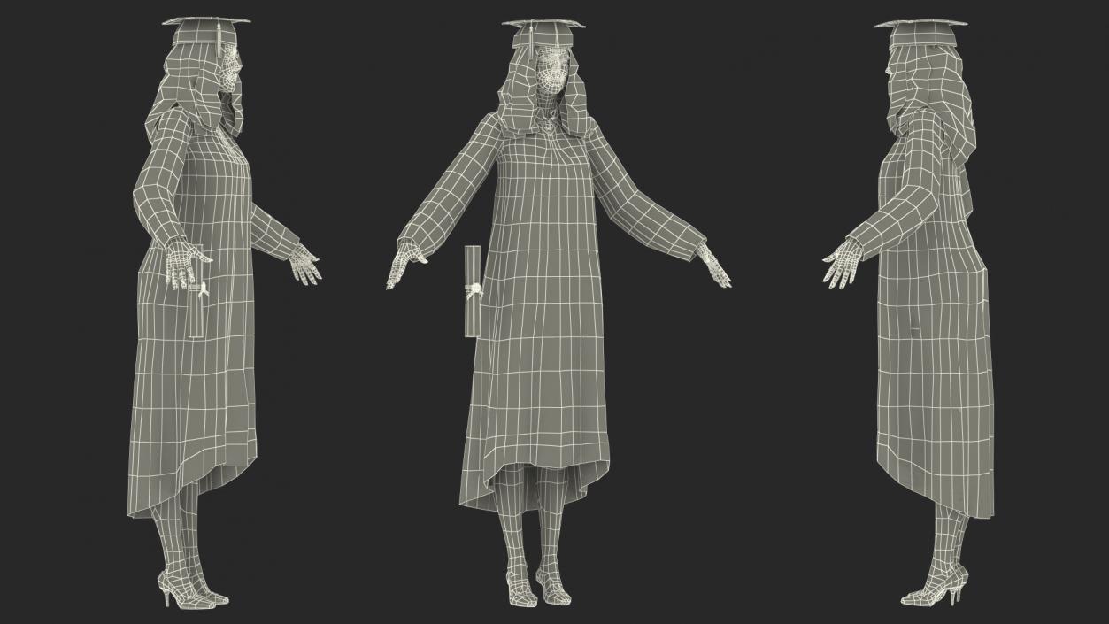 3D model Female Graduate Student Rigged