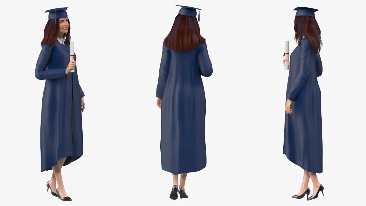 3D model Female Graduate Student Rigged