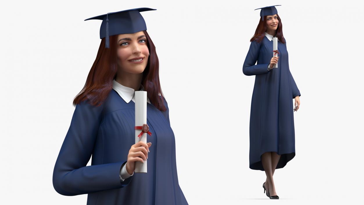 3D model Female Graduate Student Rigged