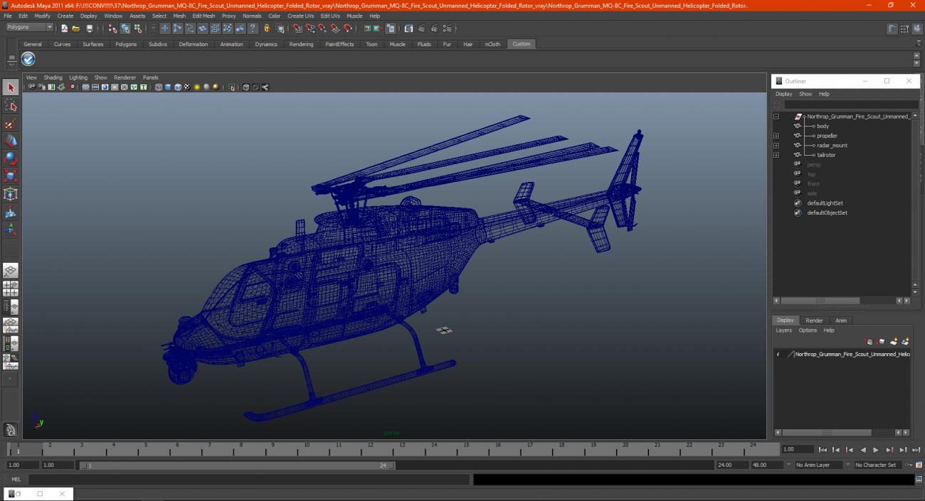 3D Northrop Grumman MQ-8C Fire Scout Unmanned Helicopter Folded Rotor