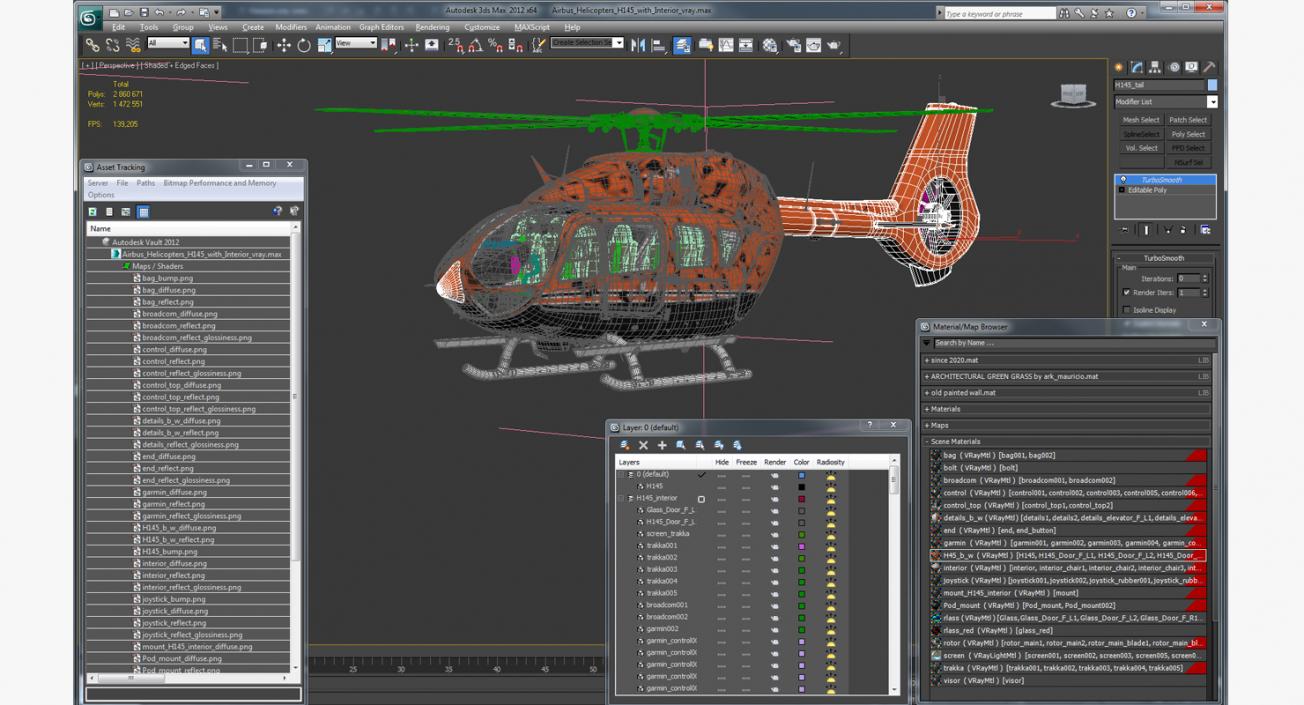 Airbus Helicopters H145 with Interior 3D