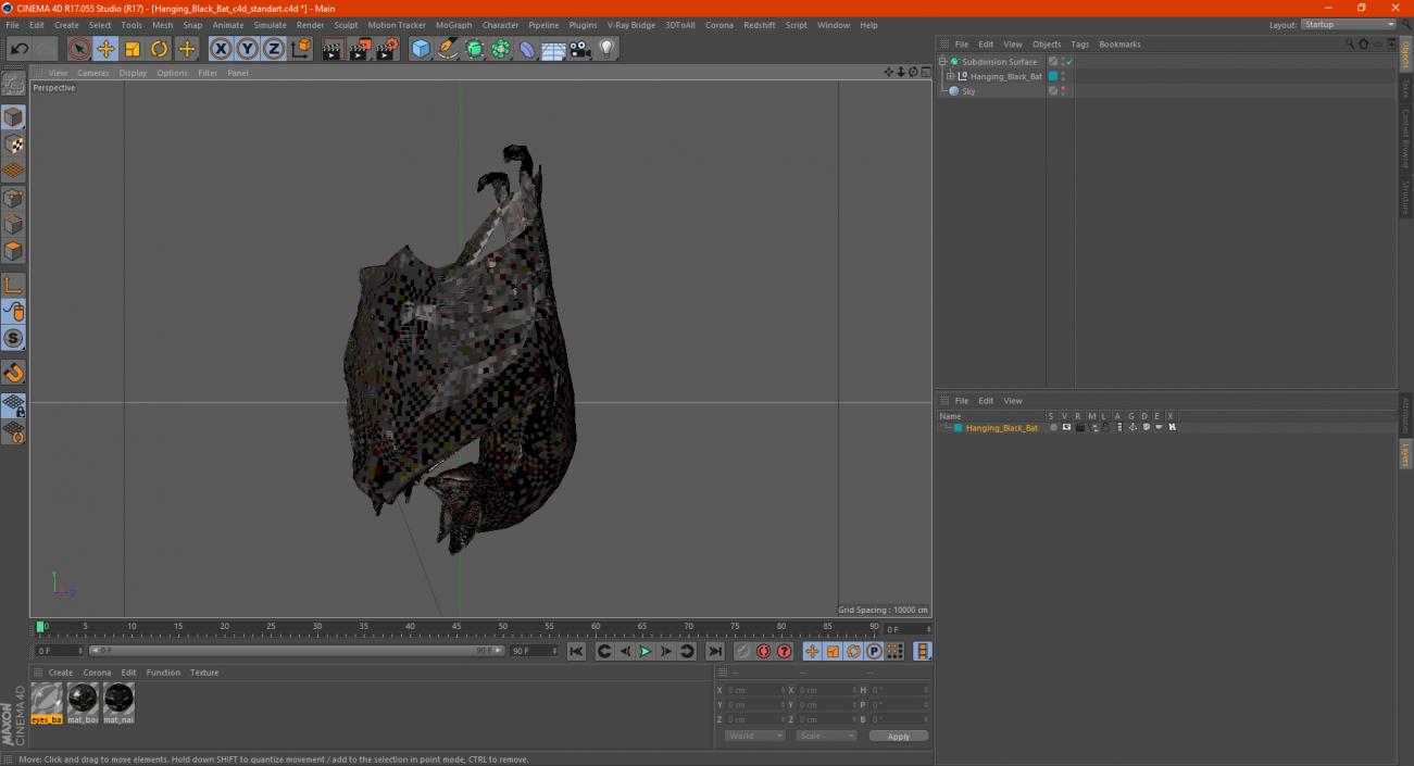 Hanging Black Bat 3D