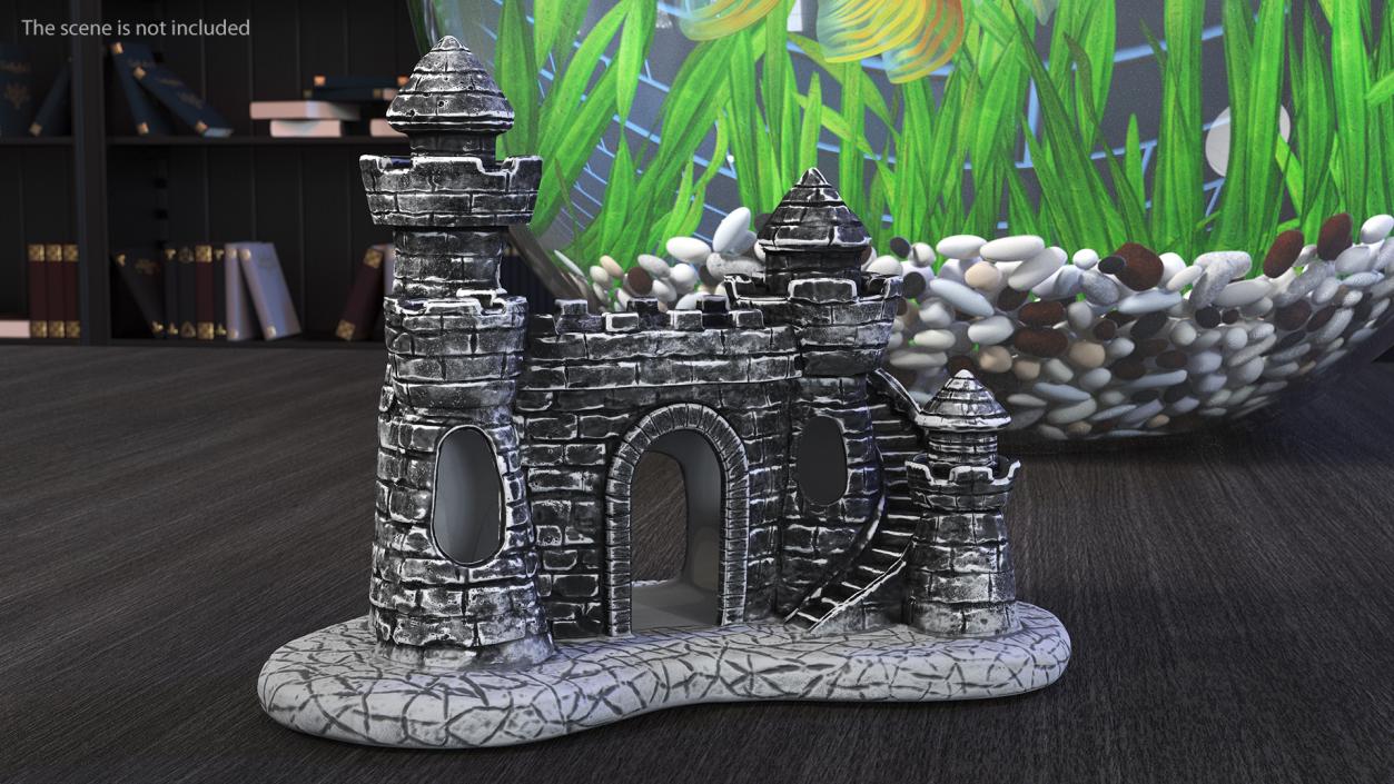 Aquarium Decoration Black Castle 3D