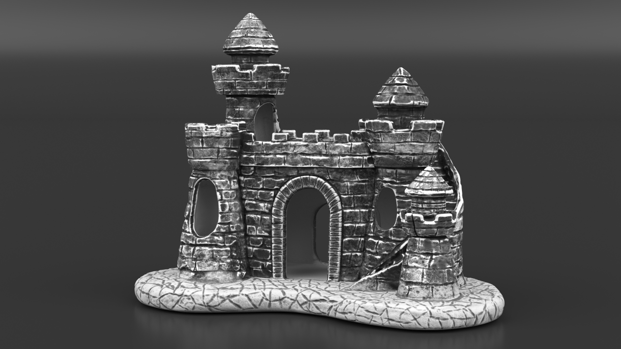 Aquarium Decoration Black Castle 3D