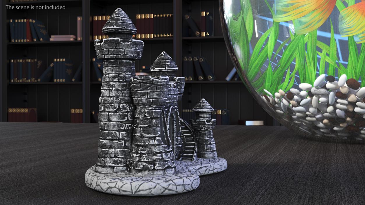 Aquarium Decoration Black Castle 3D