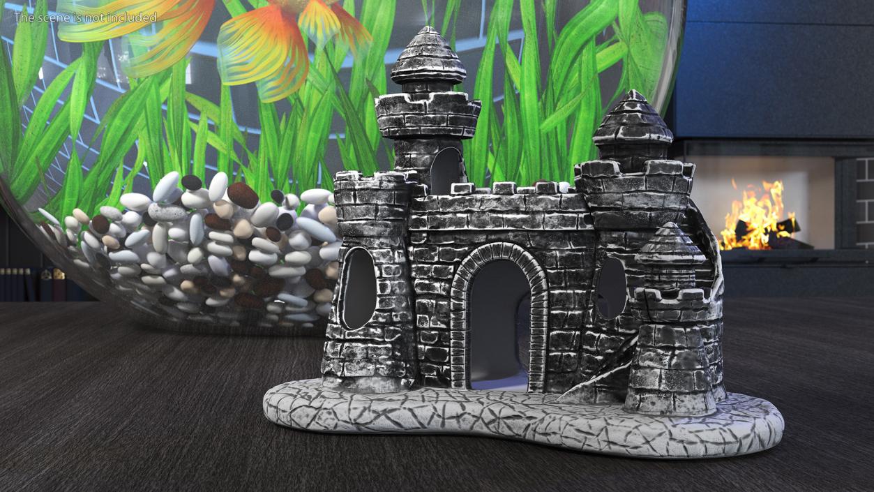 Aquarium Decoration Black Castle 3D