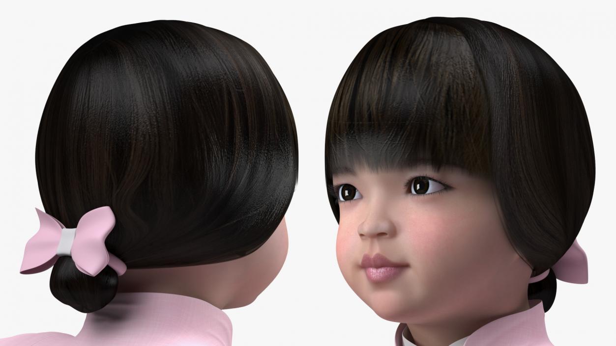 3D Child Girl from Asia in National Costume Rigged for Maya 2 model