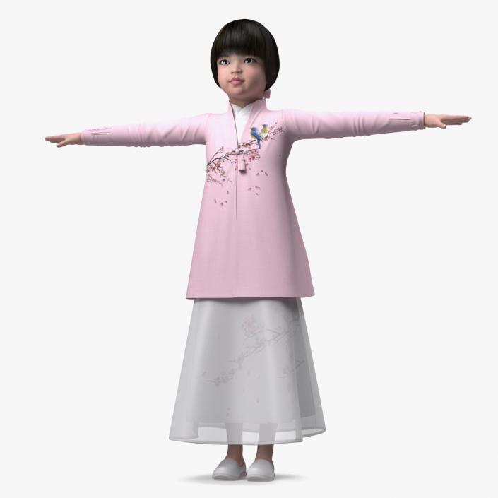 3D Child Girl from Asia in National Costume Rigged for Maya 2 model