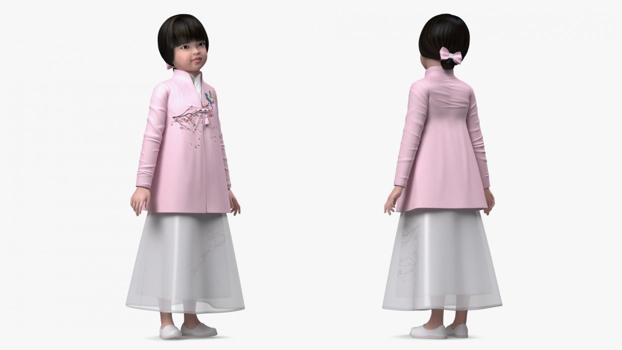 3D Child Girl from Asia in National Costume Rigged for Maya 2 model