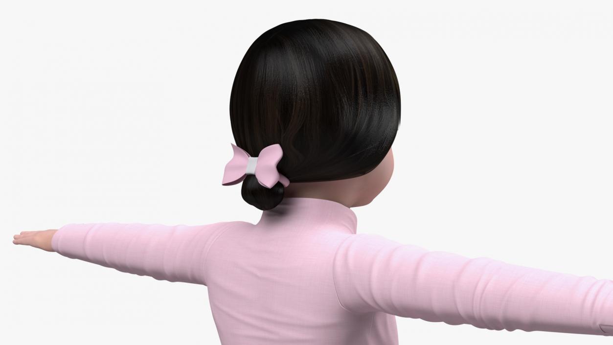 3D Child Girl from Asia in National Costume Rigged for Maya 2 model