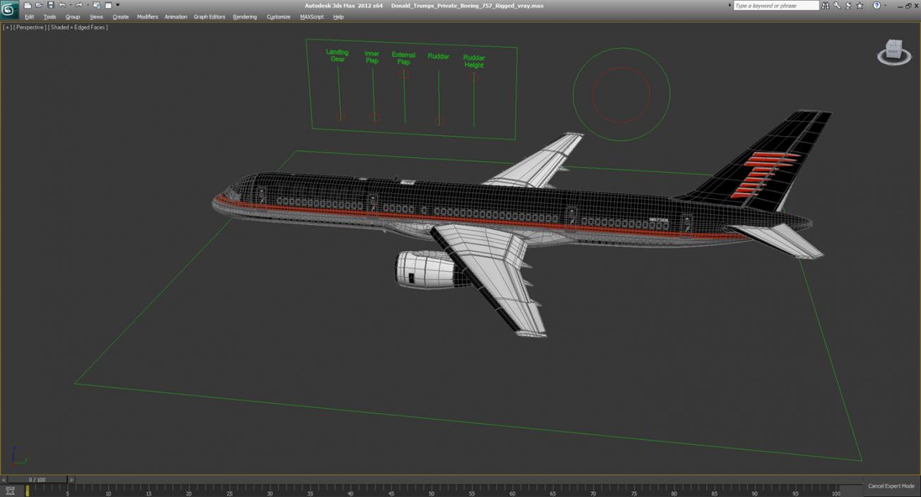 Donald Trumps Private Boeing 757 Rigged 3D model