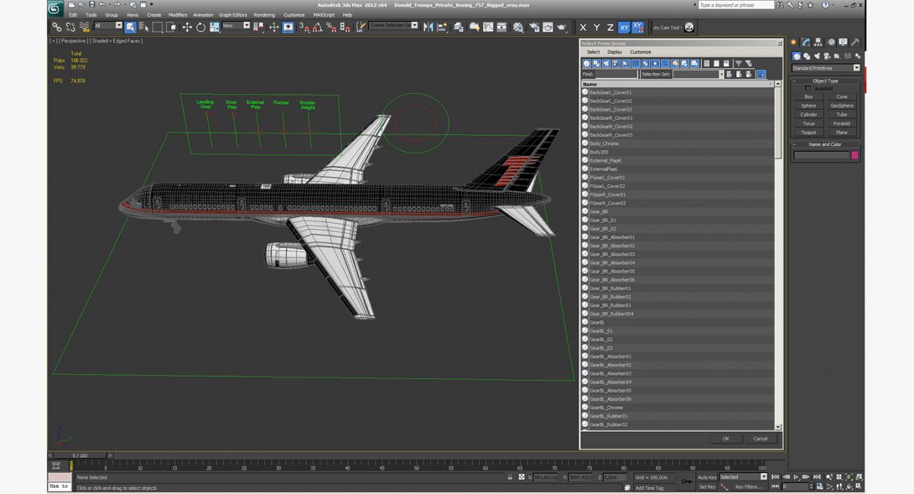 Donald Trumps Private Boeing 757 Rigged 3D model