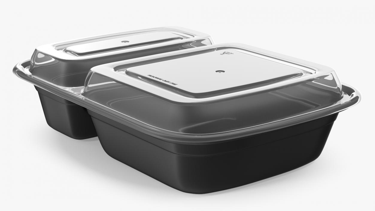 3D Plastic 2 Compartment Food Container with Clear Lid