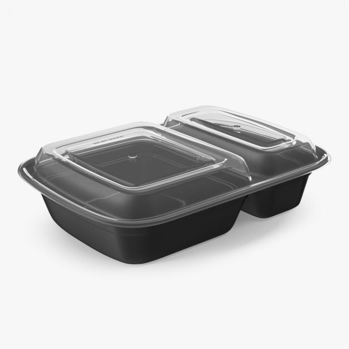 3D Plastic 2 Compartment Food Container with Clear Lid