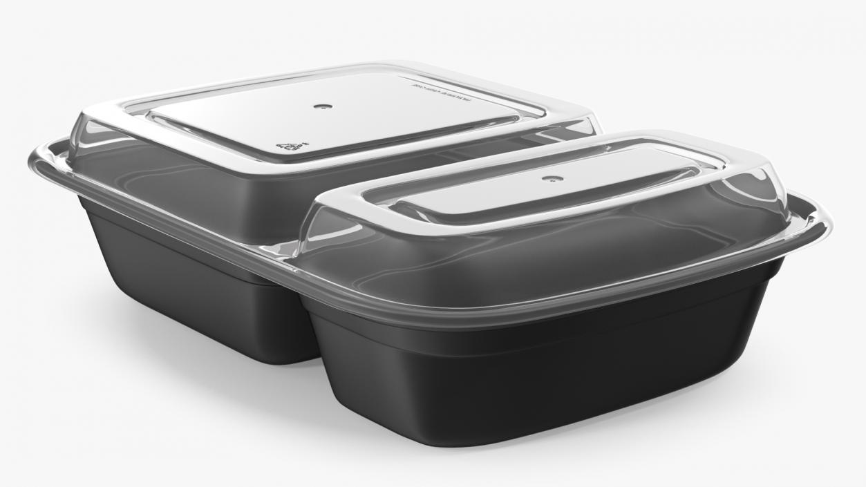 3D Plastic 2 Compartment Food Container with Clear Lid