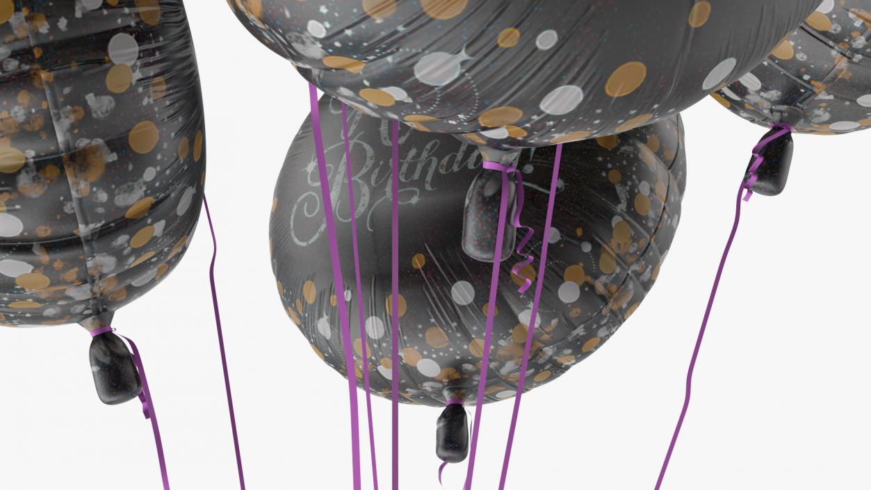 Happy Birthday Balloons Black 3D model