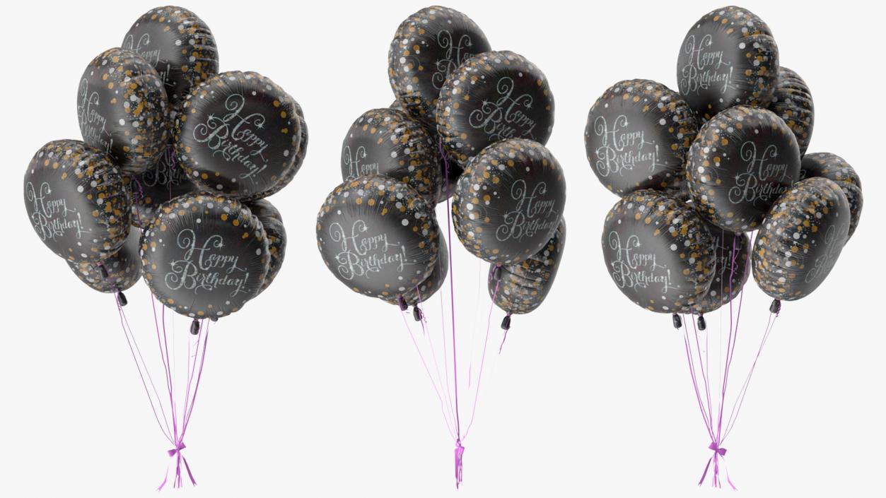 Happy Birthday Balloons Black 3D model