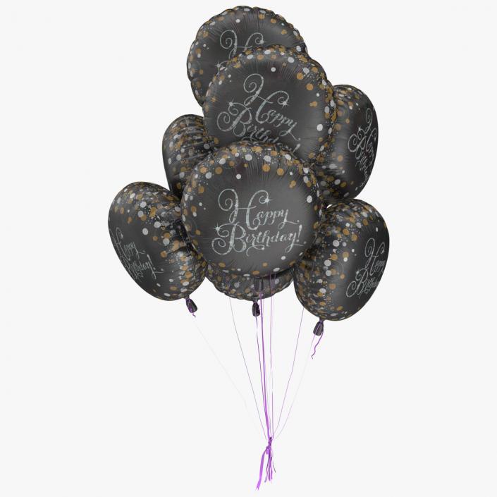 Happy Birthday Balloons Black 3D model