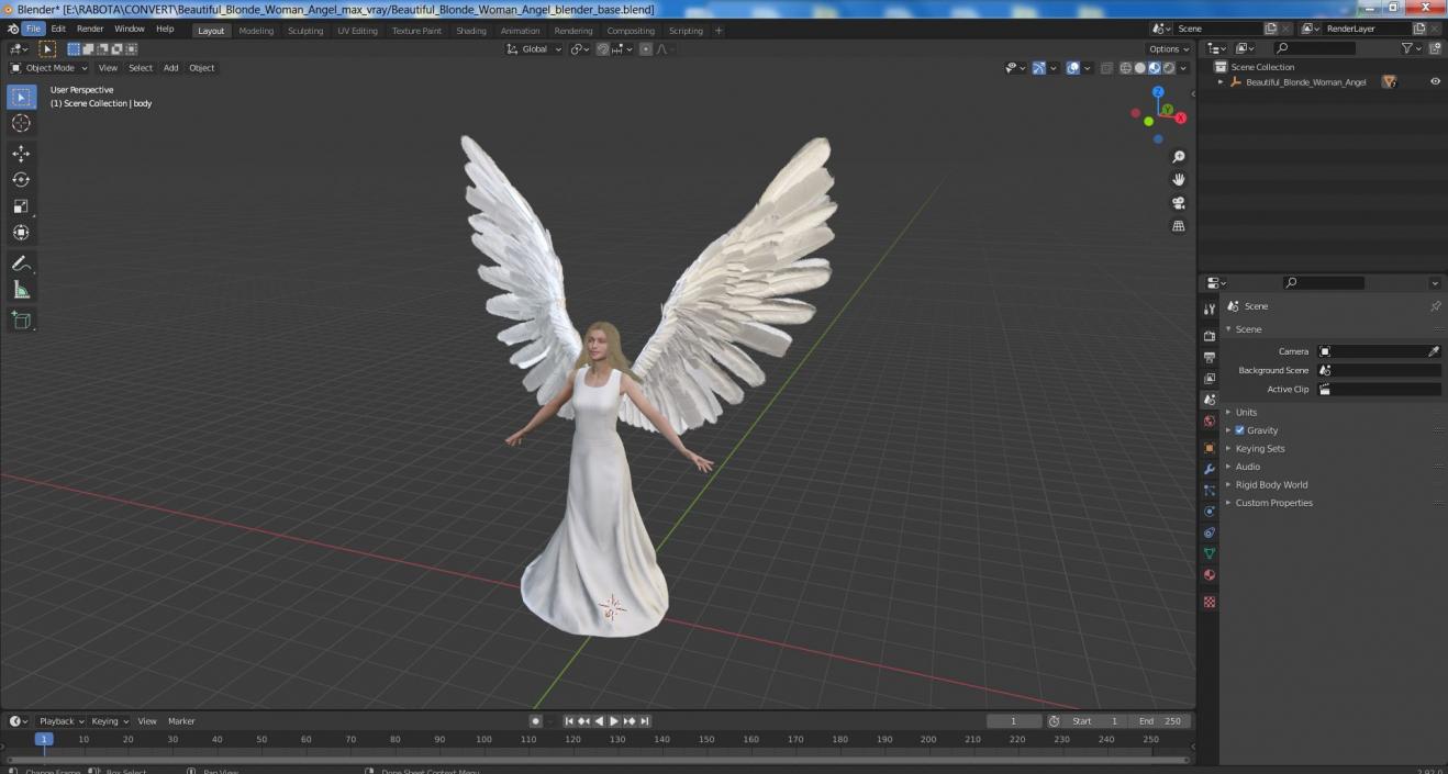 3D model Beautiful Blonde Woman Angel 2