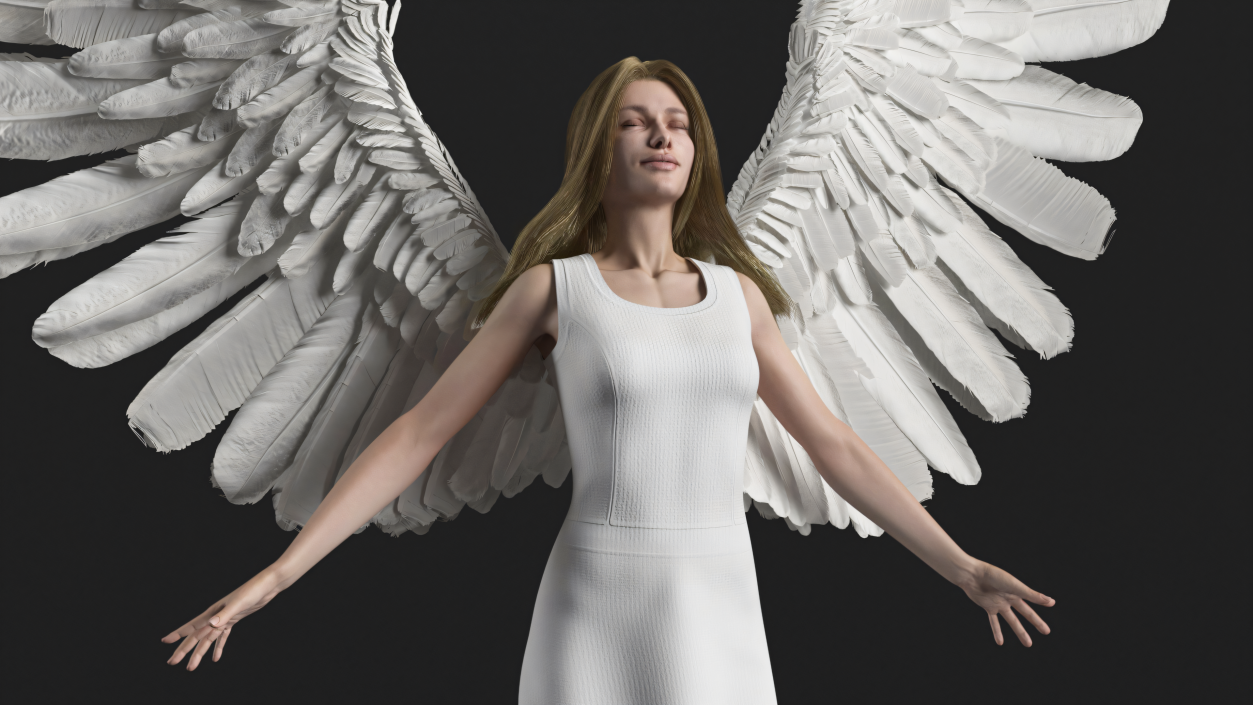 3D model Beautiful Blonde Woman Angel 2