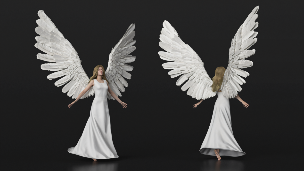 3D model Beautiful Blonde Woman Angel 2