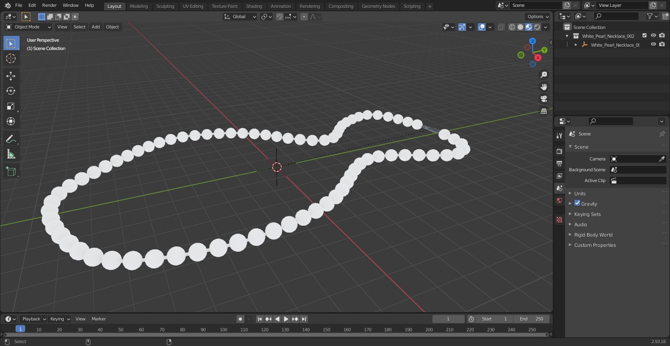 3D model White Pearl Necklace