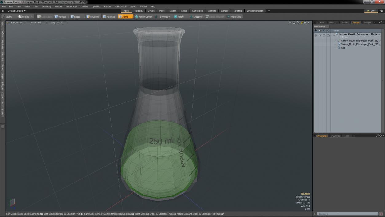 3D Narrow Mouth Erlenmeyer Flask 250 ml with Acid