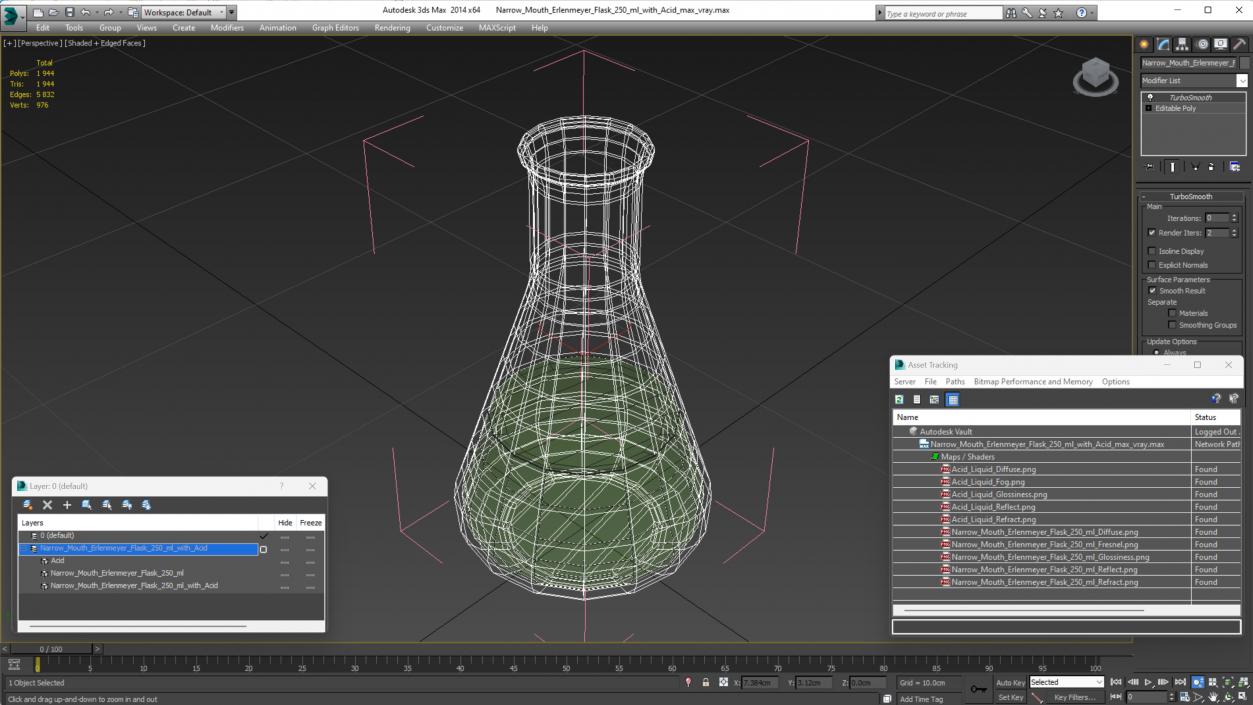 3D Narrow Mouth Erlenmeyer Flask 250 ml with Acid