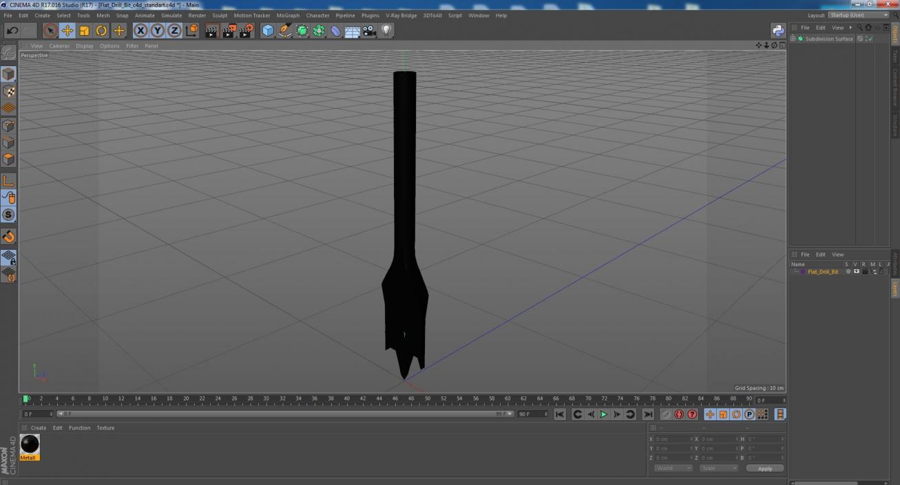 Flat Drill Bit 3D model