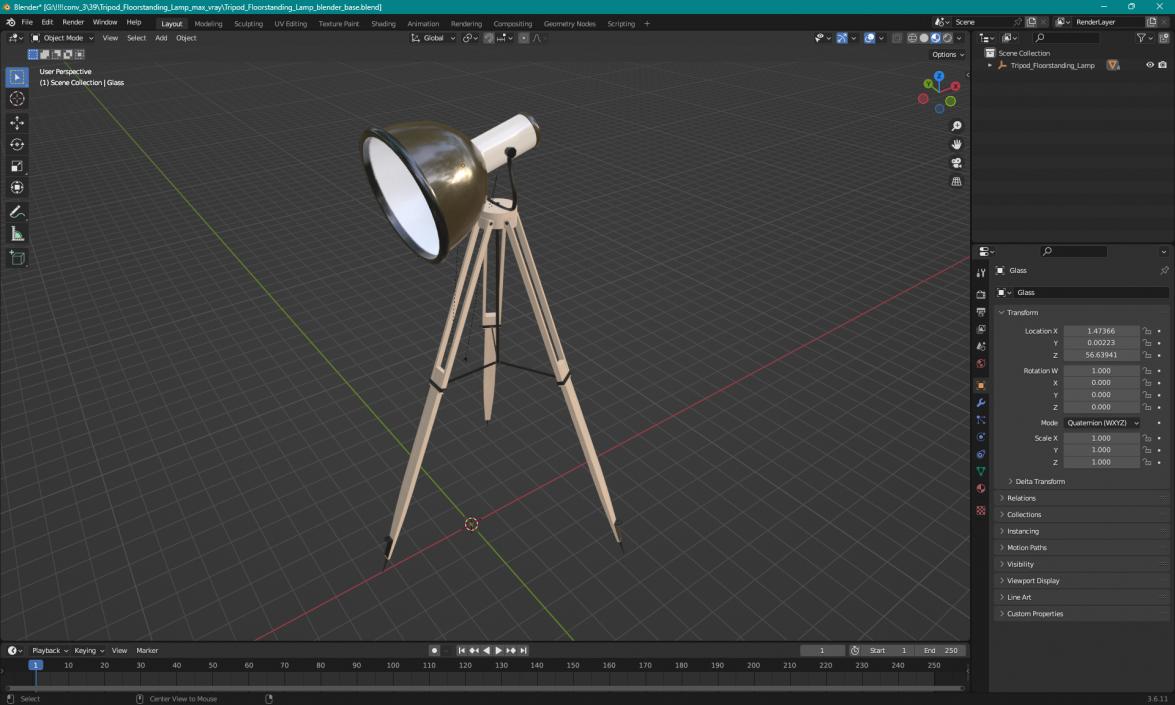 3D model Tripod Floorstanding Lamp