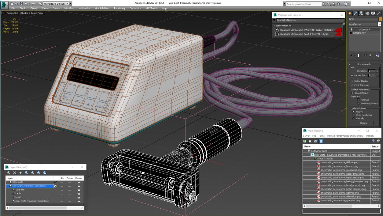 3D model Skin Graft Pneumatic Dermatome