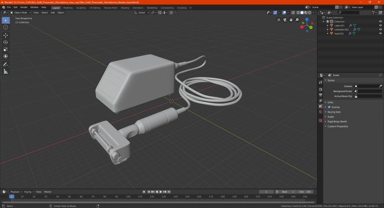 3D model Skin Graft Pneumatic Dermatome