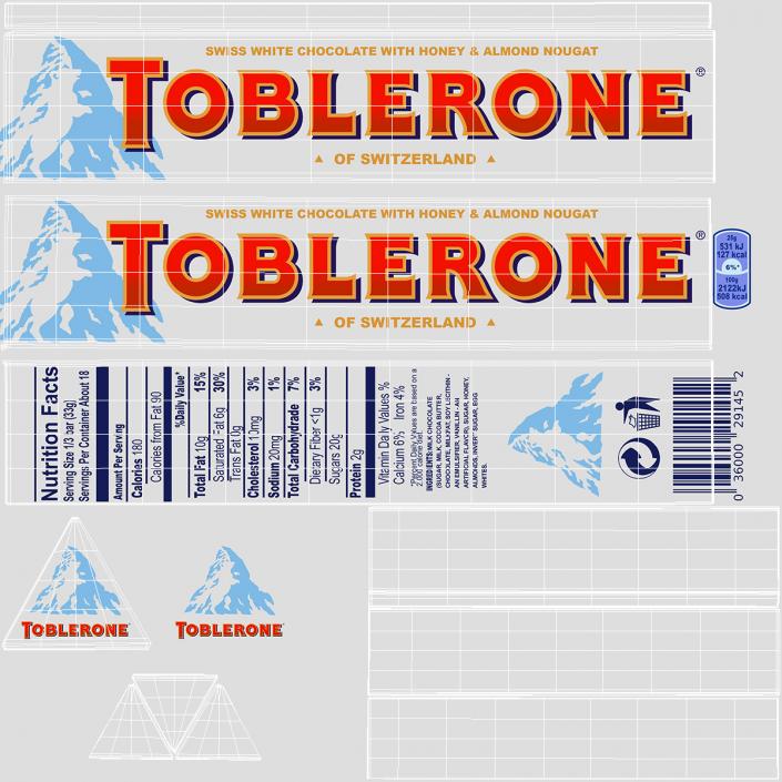 3D Opened Toblerone White Chocolate Bar