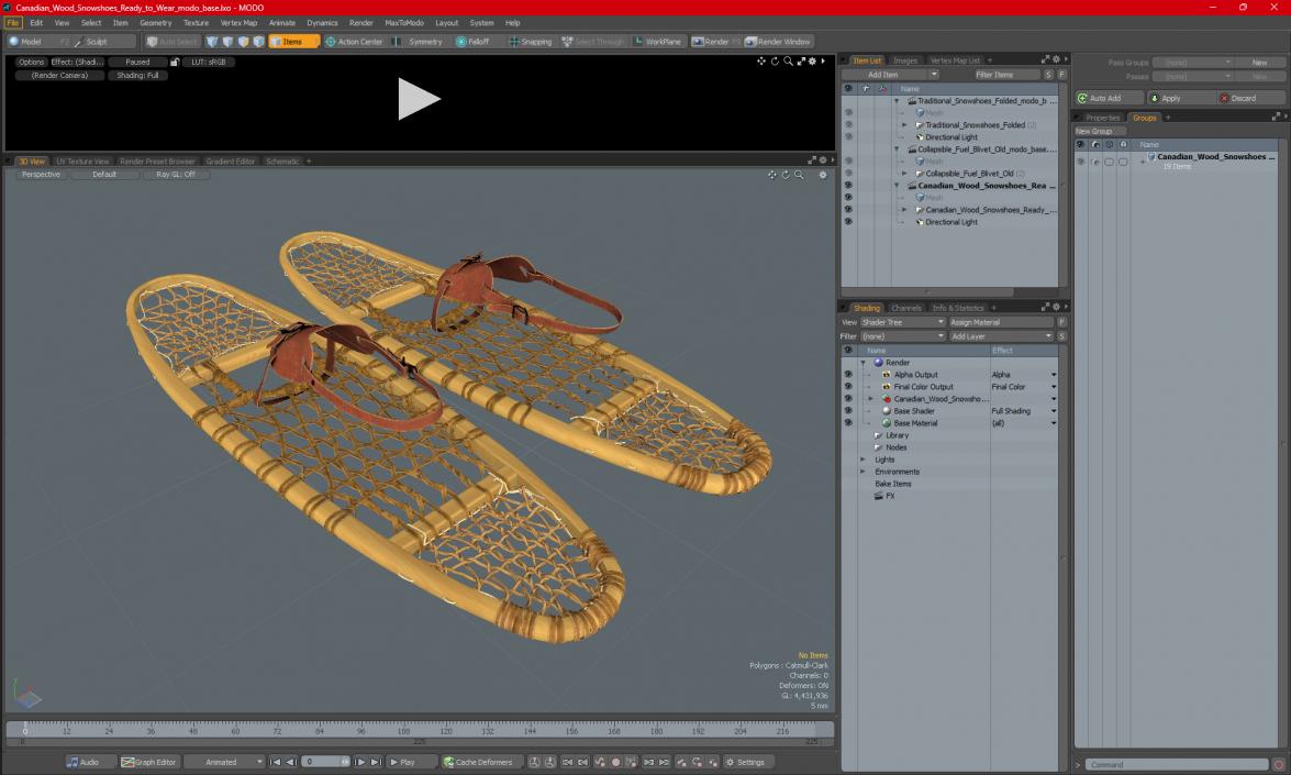 Canadian Wood Snowshoes Ready to Wear 3D