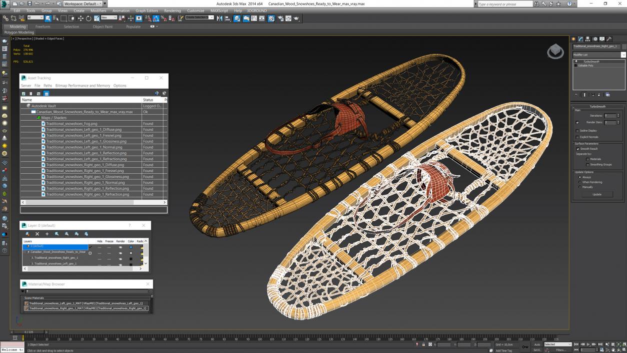 Canadian Wood Snowshoes Ready to Wear 3D